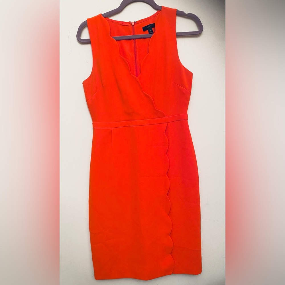 JCrew Orange Scalloped Dress